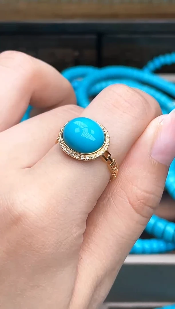 【闪购商品】绿松石珠宝奇石18K金镶嵌A019