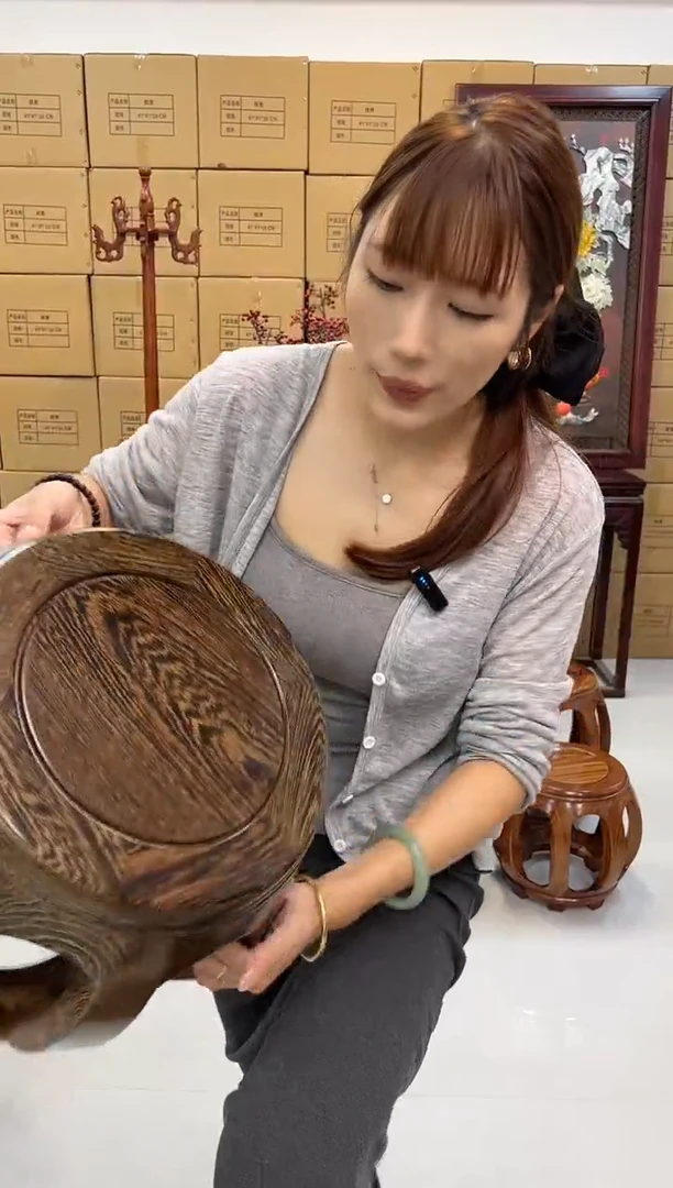 鸡翅木类坐具国标鸡翅木鼓凳小号假一赔四