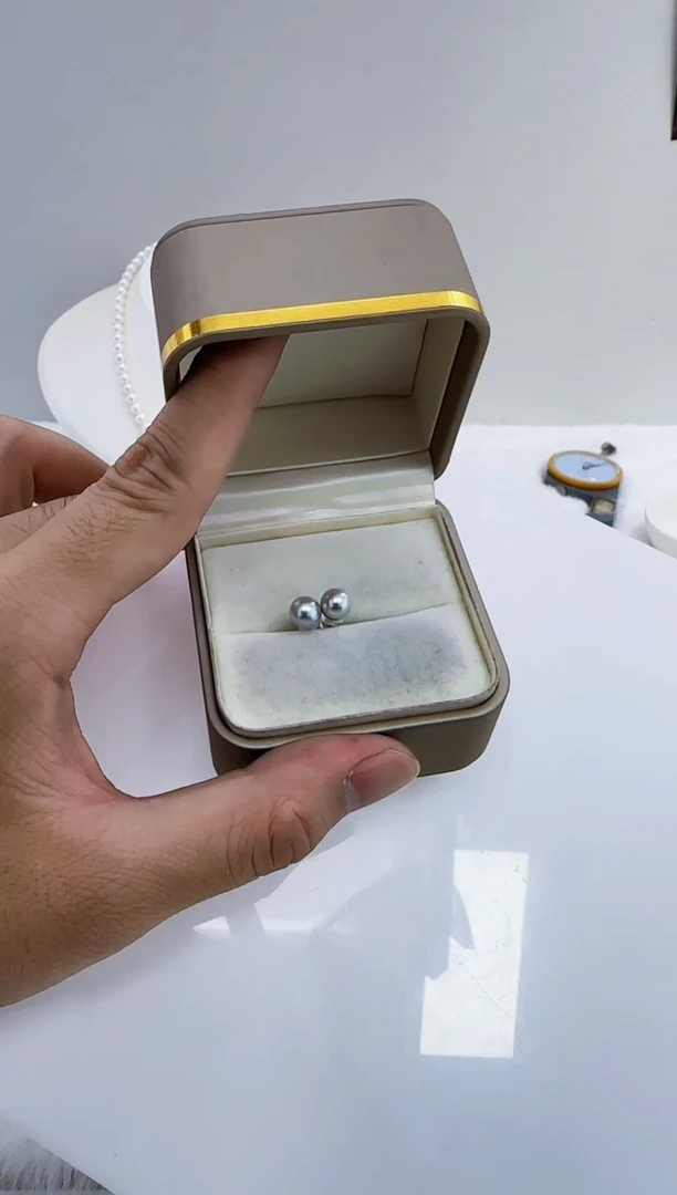 银S925镶嵌海水珍珠DA珍珠耳饰 6-7 c148