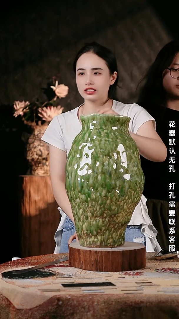 摆件景德镇高温陶瓷微瑕花器*