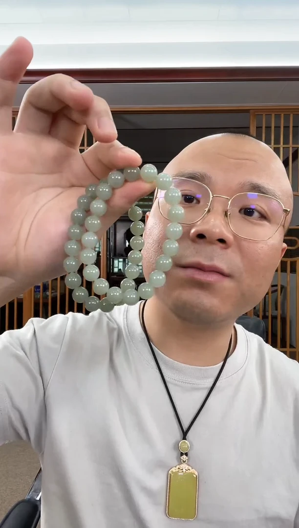 【闪购商品】和田玉手串未镶嵌卡10且末蓝调圆珠 多样性发一