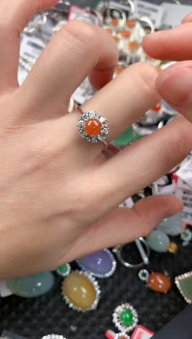 银S925镶嵌戒指翡翠999---3