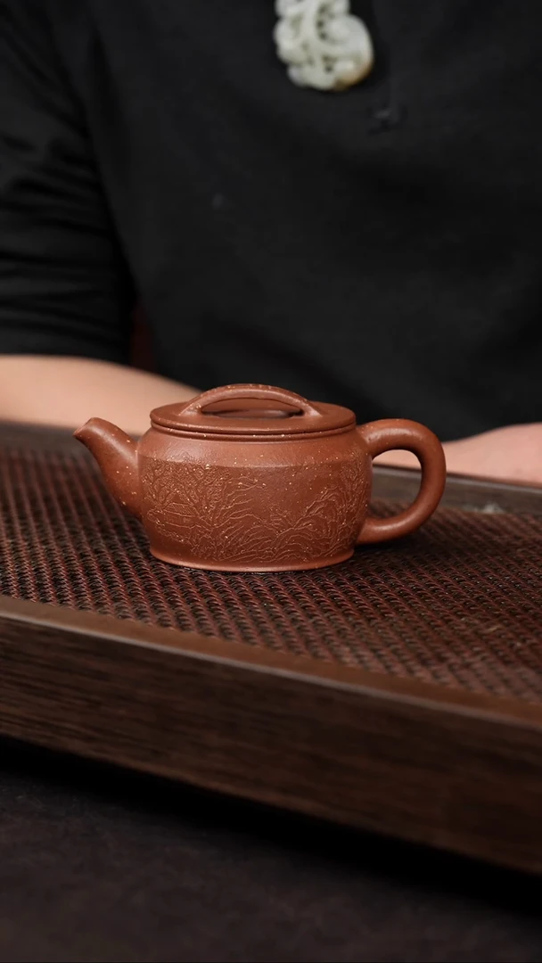 【闪购商品】紫砂茶壶老朱泥折肩汉瓦
