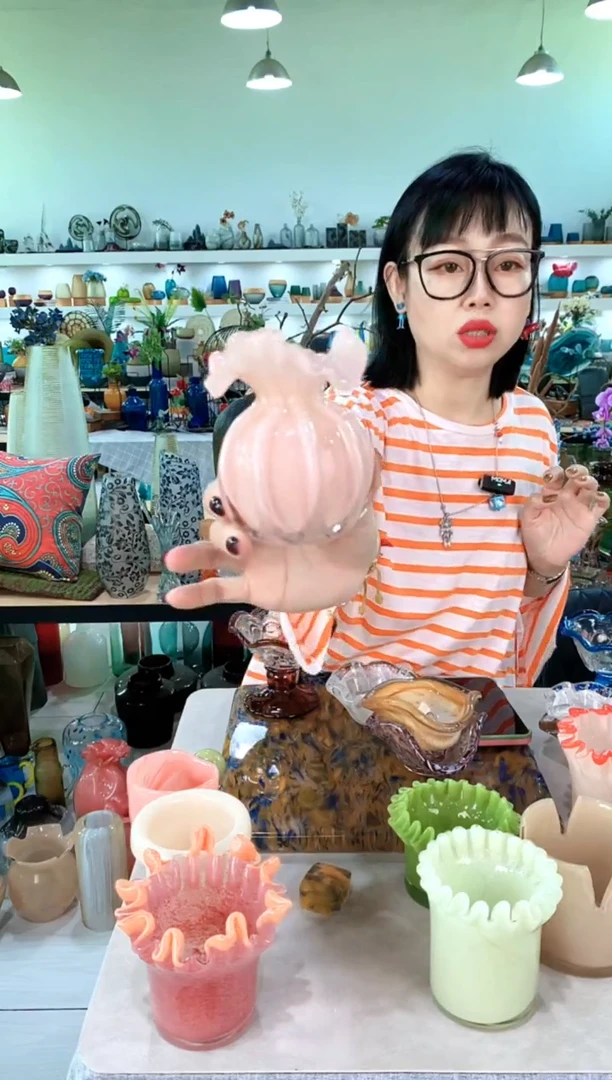慕忆家手作琉璃花瓶粉