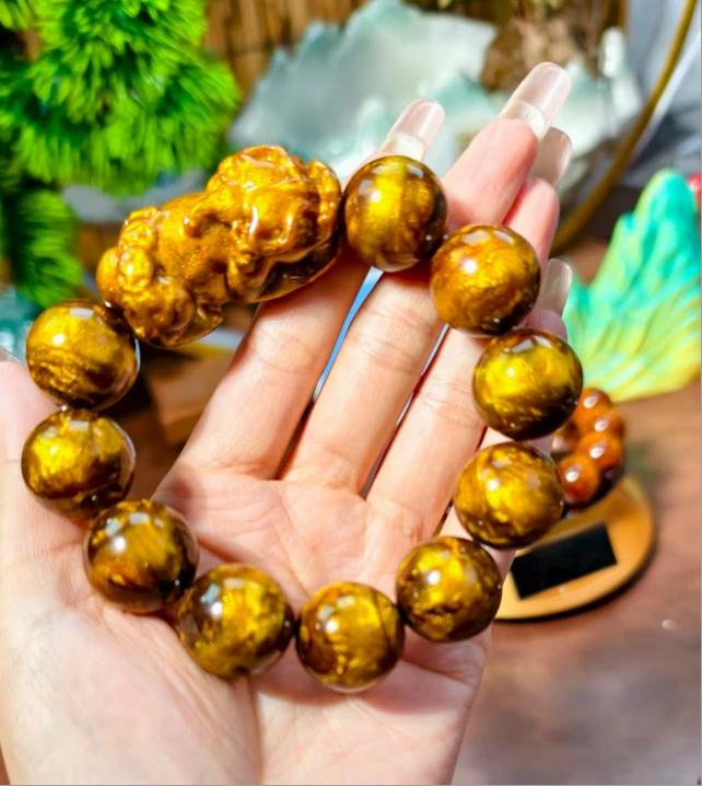 2.0  龙胆闪电纹金丝万缕貔貅手串+1625