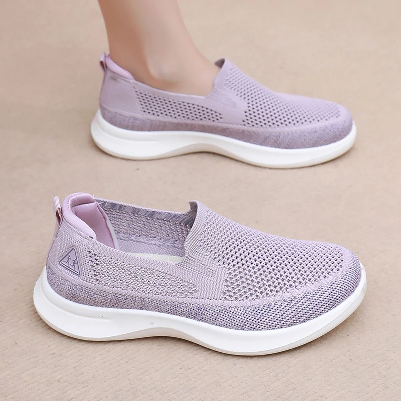 2025夏季情侣款网面透气休闲鞋平底防滑健步鞋一脚蹬老北京布鞋子