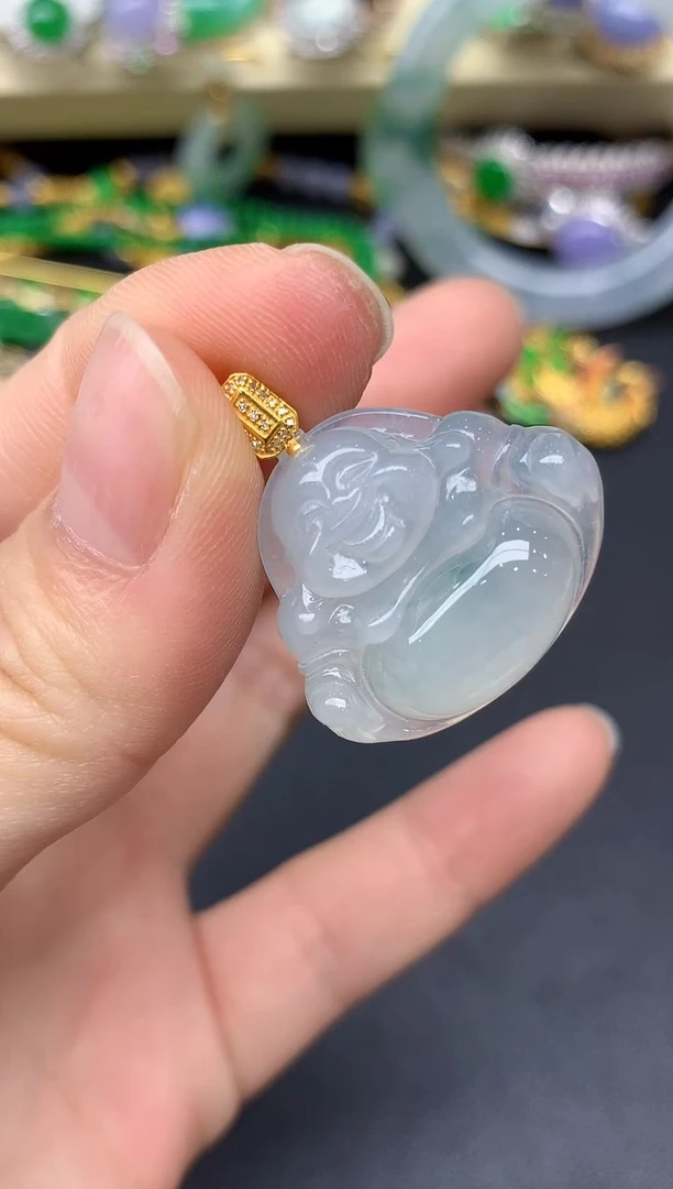颈饰18K金镶嵌翡翠40-雪姐翡翠天天见