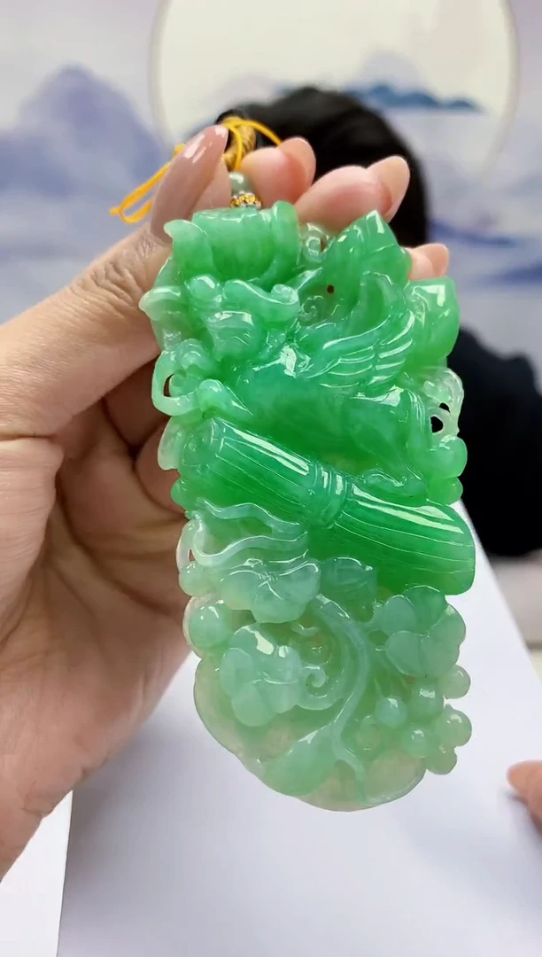 定制翡翠未镶嵌5060MM-毛货挂件227