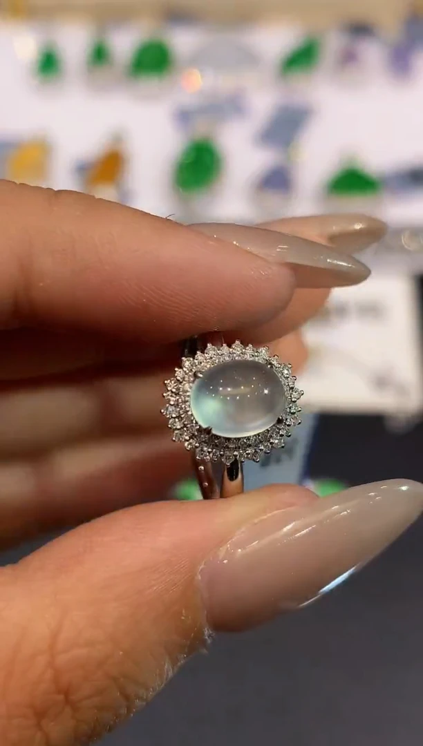 翡翠戒指18K金镶嵌YS多样性发其一