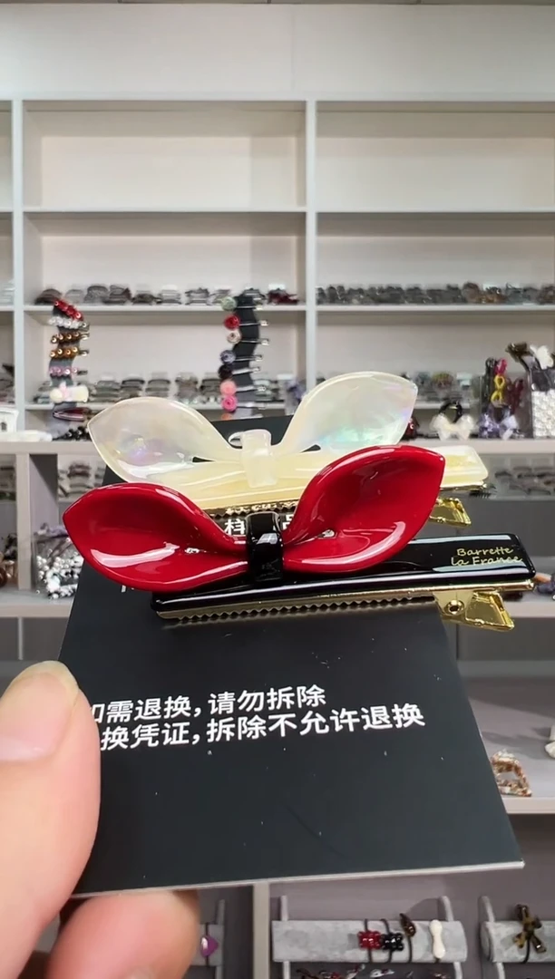 醋酸非金属韩国醋酸品牌发饰兔耳朵鸭嘴边夹6.3cm一对