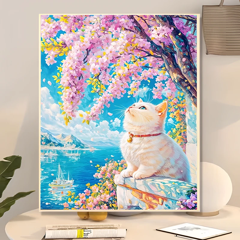 2025新款钻石画醉花猫卡通高难度女孩子手工diy砖石粘贴画十字绣