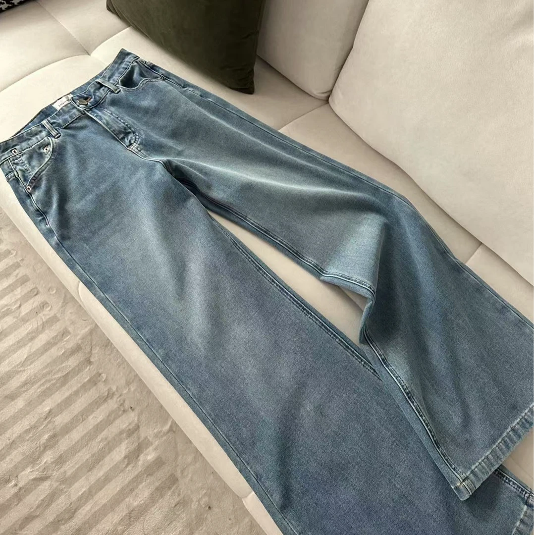 长腿神裤微喇叭显瘦高腰复古牛仔女裤35383