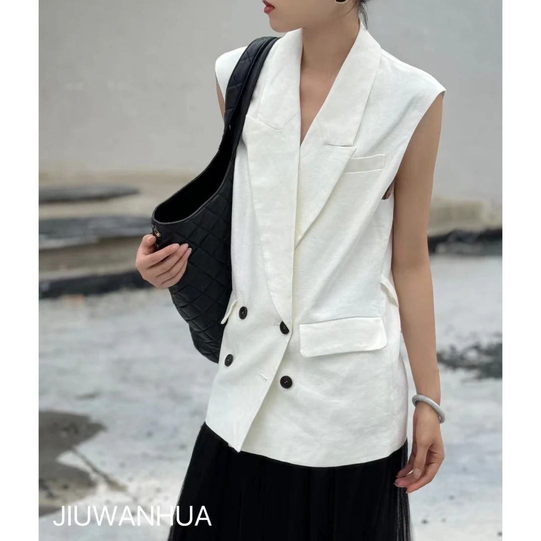 九畹花四扣系带斜纹马甲