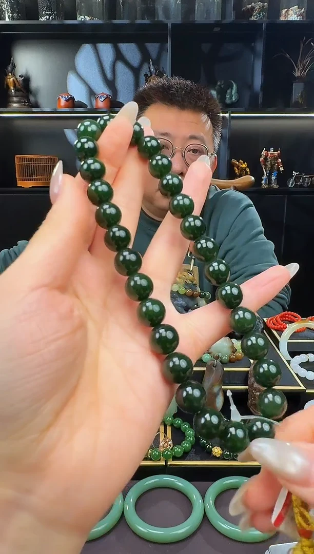 颈饰未镶嵌和田玉12mm碧玉手持