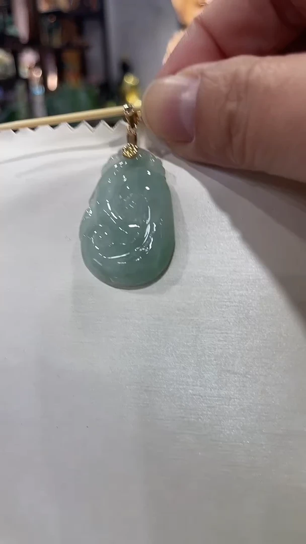 吊坠(不含链)18K金镶嵌翡翠418