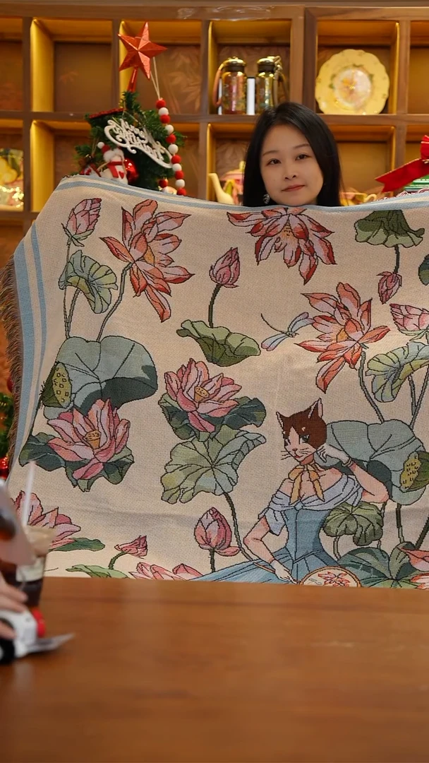 陶20-赫本猫-盛夏物语四季盖毯160*130cm