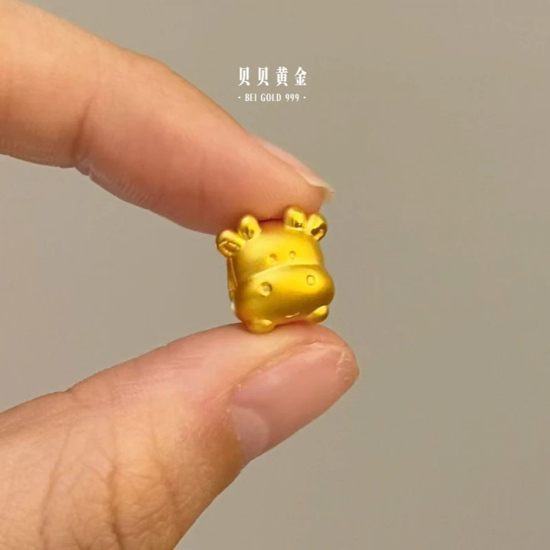 贝贝黄金 足金999 小奶牛 素金 转运珠 103