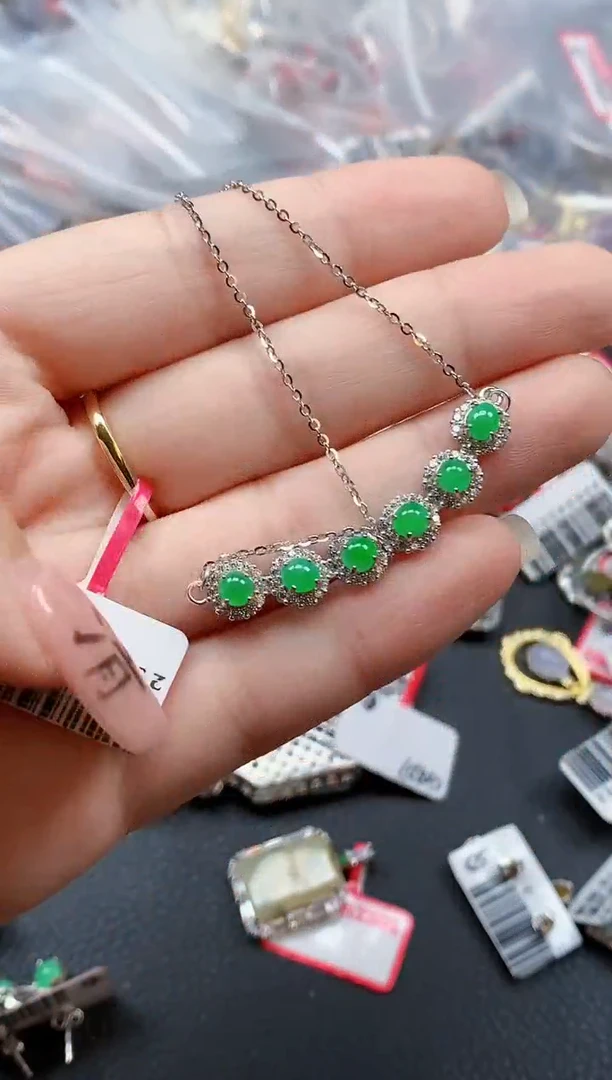 银S925镶嵌戒指翡翠天然A货缅甸翡翠