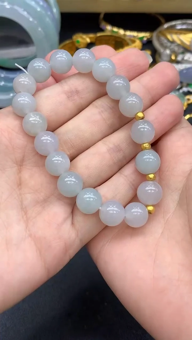 足金镶嵌手链翡翠408-中国好珍宝