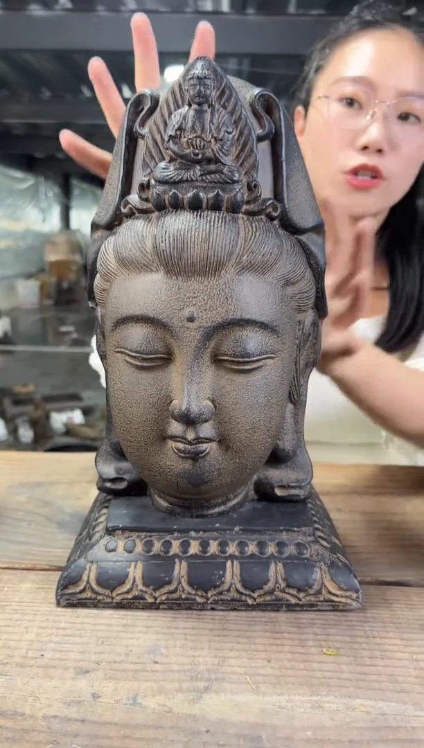 陶土【火山泥】观音佛首+莲花底座