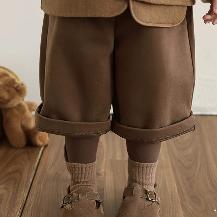 YOEHYAUL/幼悠冬壹波 时尚出街女童保暖洋气假两件阔腿裤 D4171