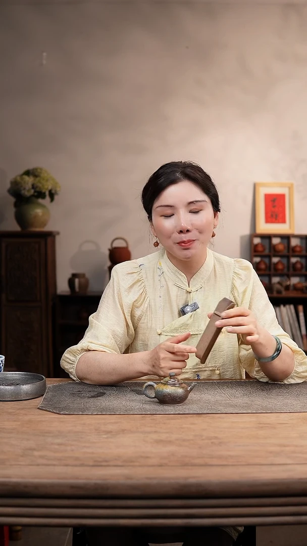 紫砂茶宠柴烧老段泥竹节茶则