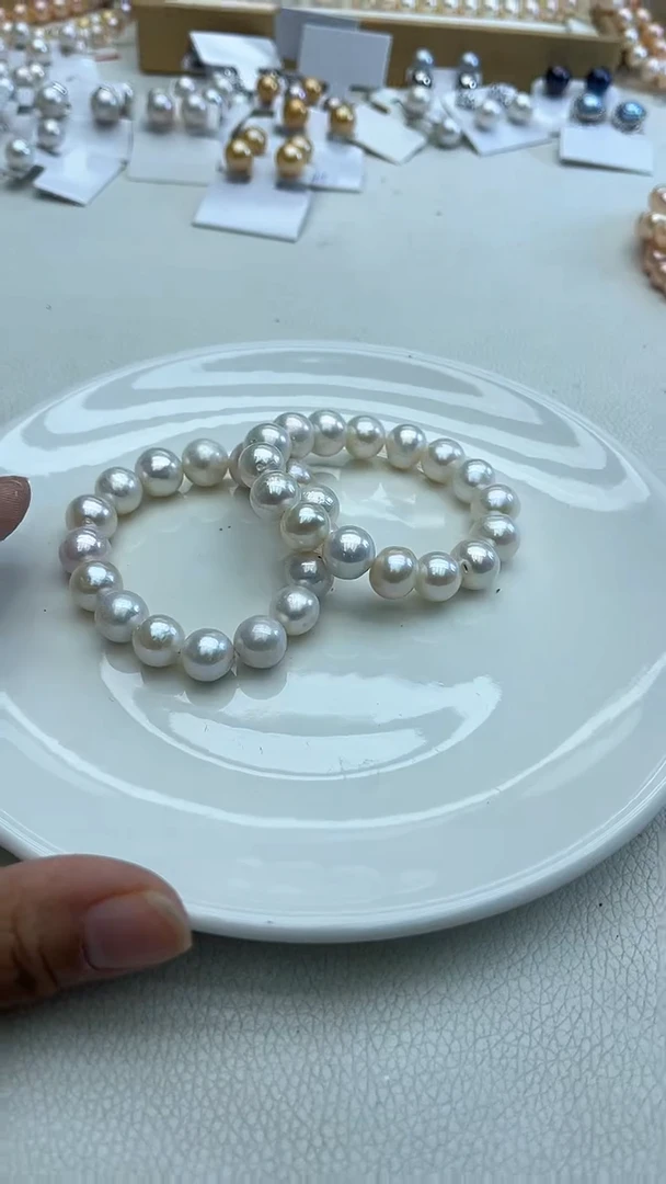 未镶嵌手链淡水珍珠12mm白色系手链