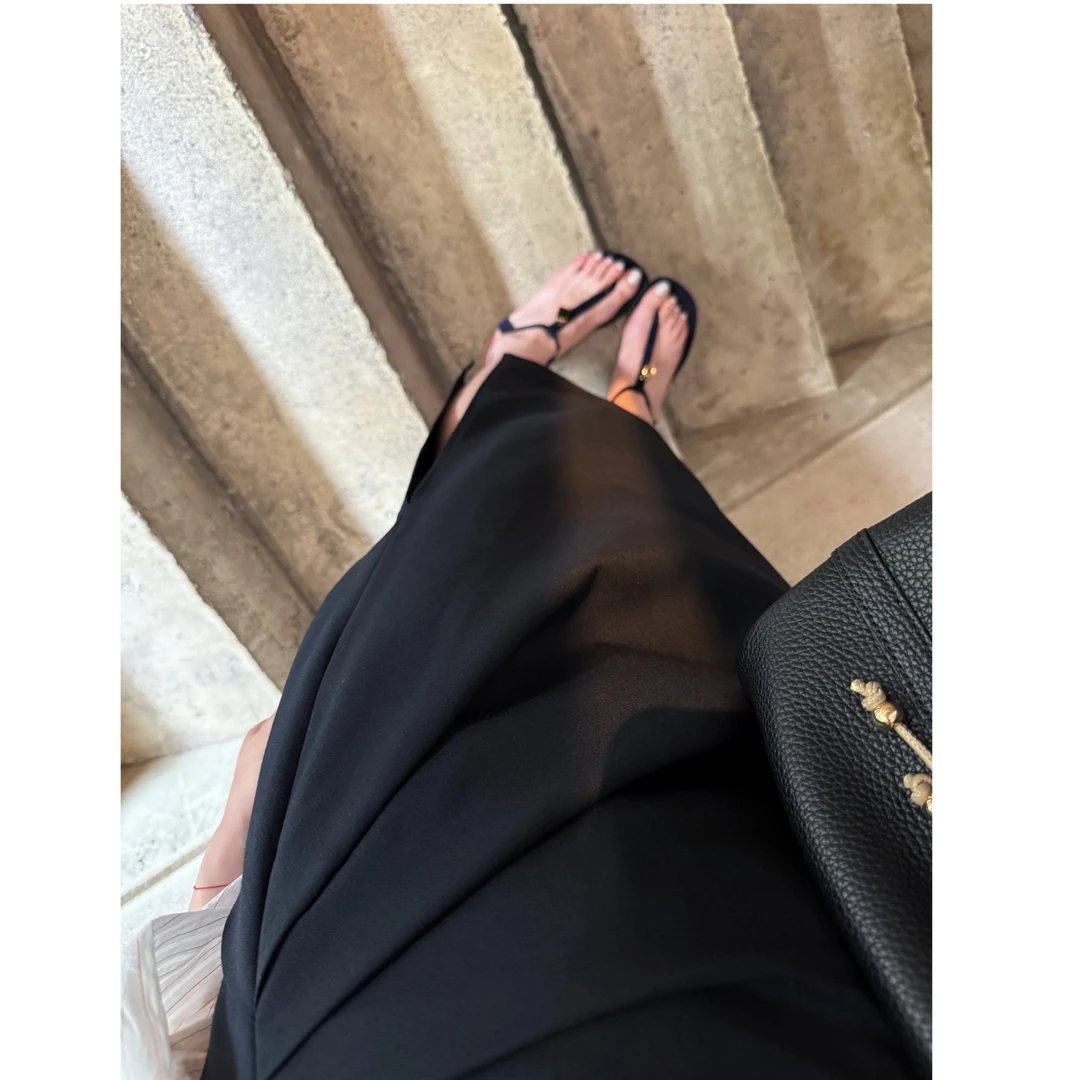 「琥珀流光风」心机裙 绵羊毛褶皱垂坠感侧开叉半身裙