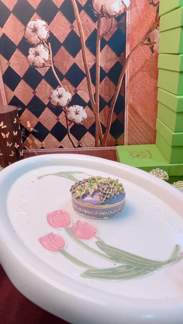 锌合金珐琅彩首饰盒摆件默认微瑕不退不换～