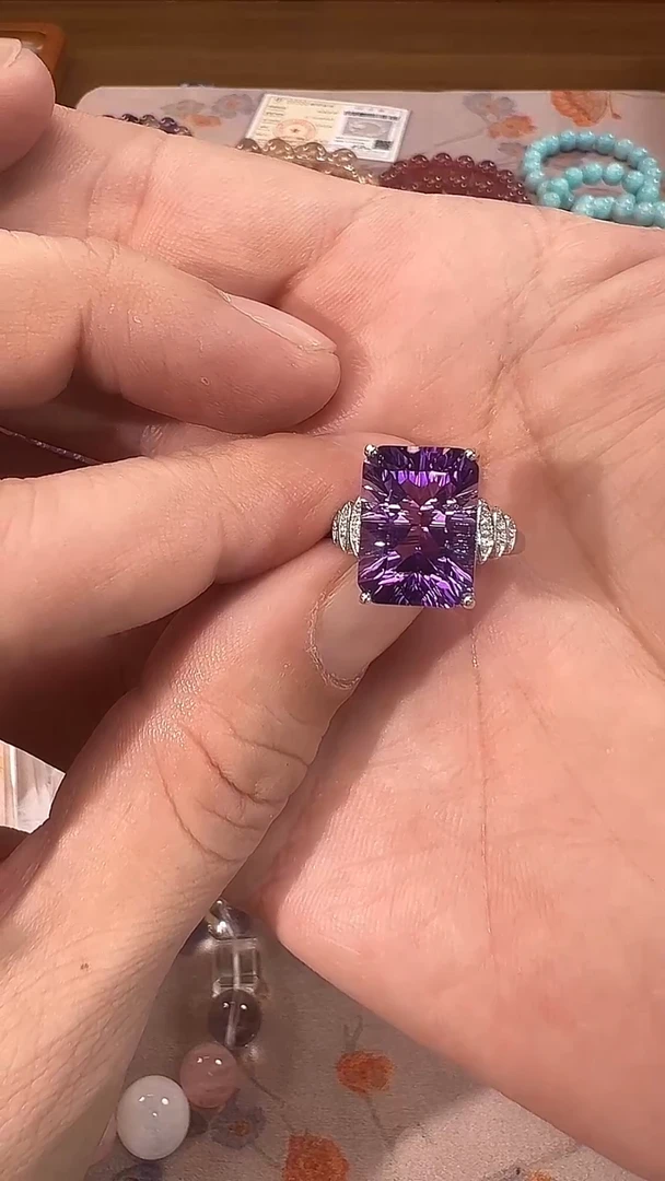 未镶嵌戒指水晶风**安天然水晶戒指（紫水晶）