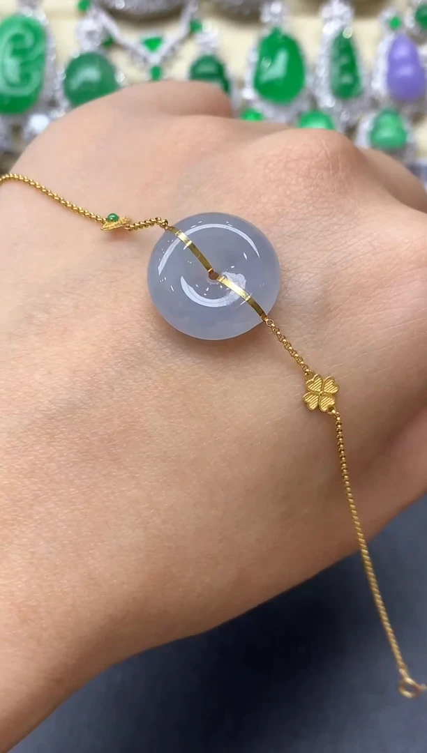 18K金镶嵌手链翡翠44-中国好珍宝