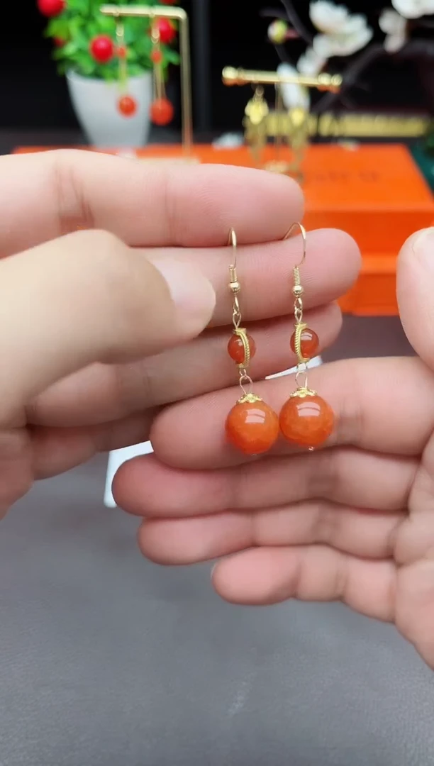 玛瑙/玉髓耳饰银S925镶嵌539000