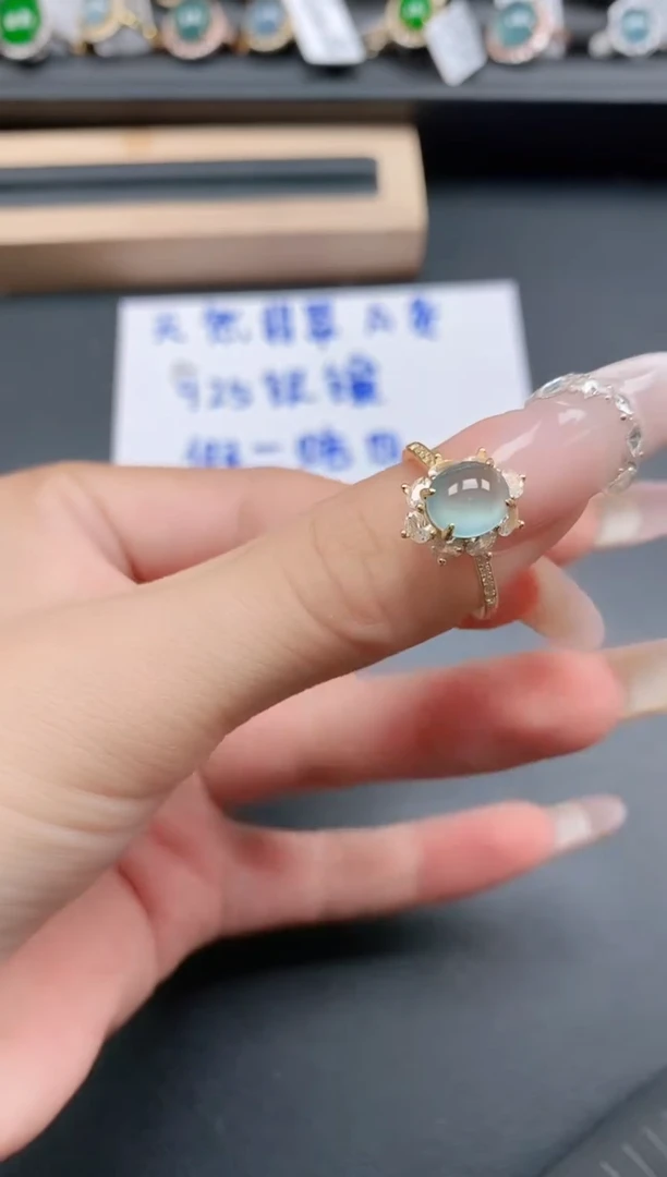 银S925镶嵌戒指翡翠11