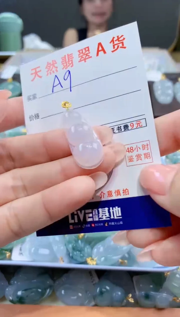 颈饰18K金镶嵌翡翠天然翡翠A货挂件