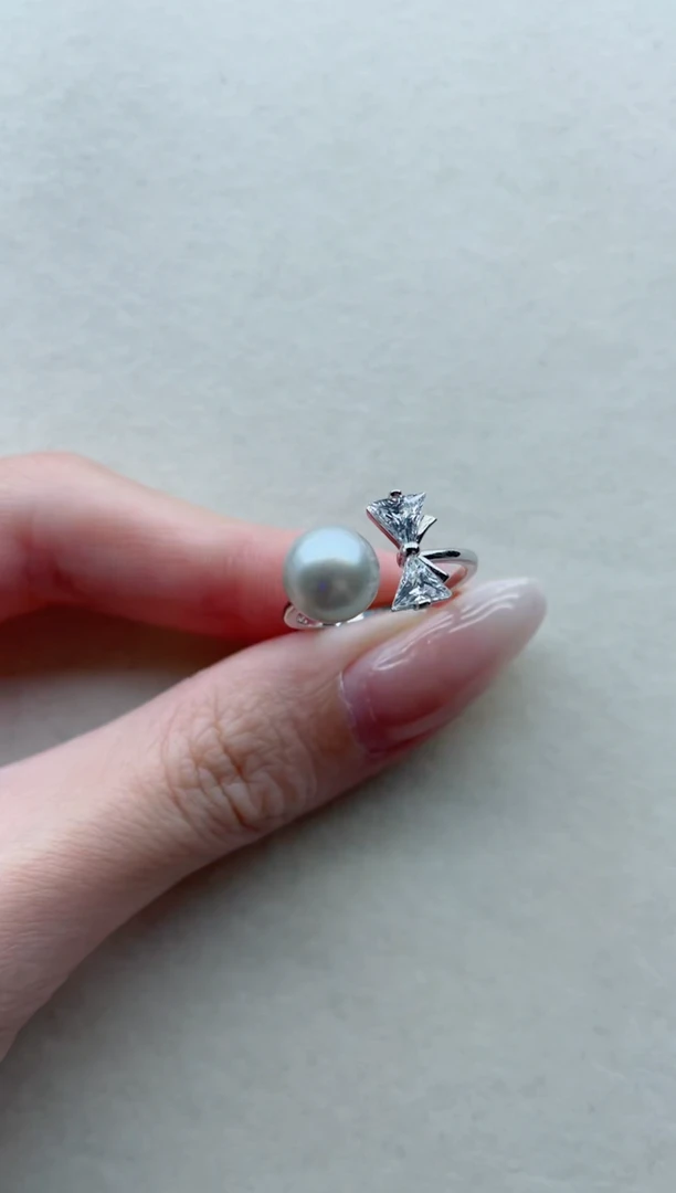 银S925镶嵌海水珍珠戒指56