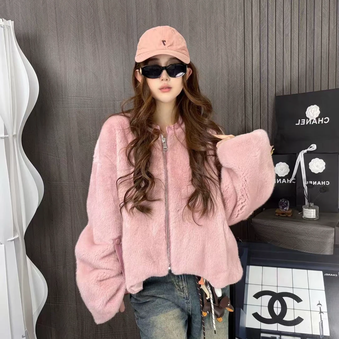 【半香缇卡】秋冬新款女士短款休闲时尚轻奢洋气水貂外套——88-082