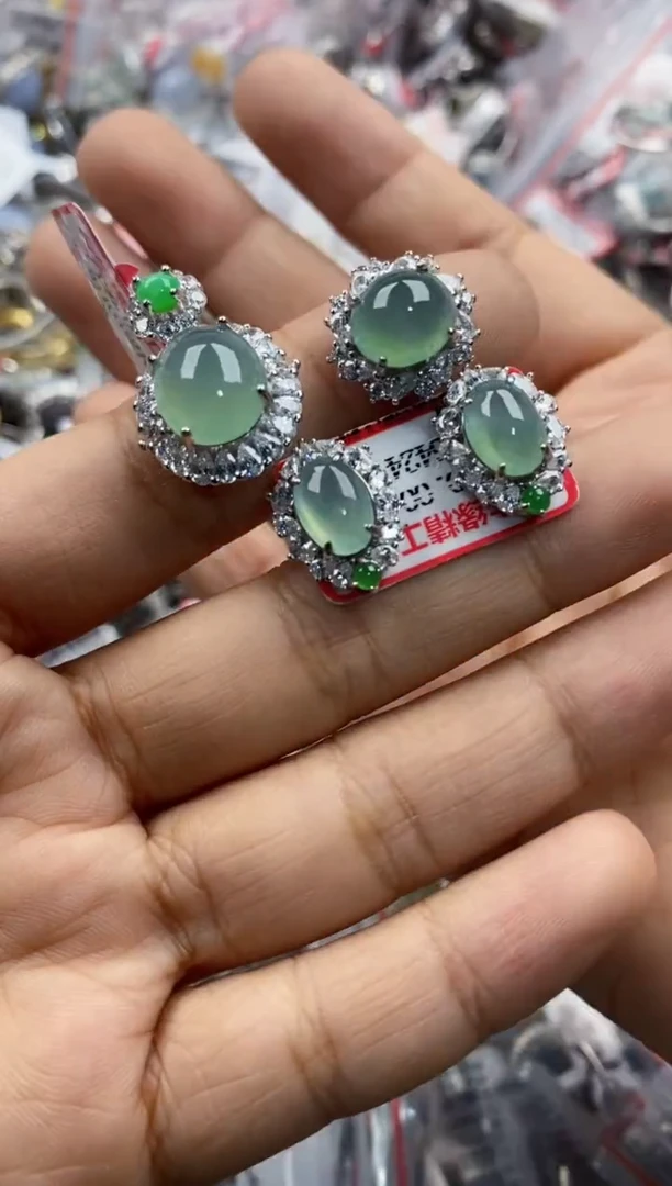 银S925镶嵌戒指翡翠555           5