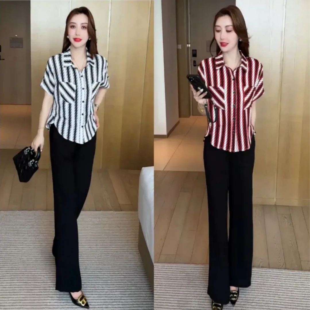 2025夏季穿搭韩版衬衫休闲时尚洋气气质显瘦减龄女神短袖上衣
