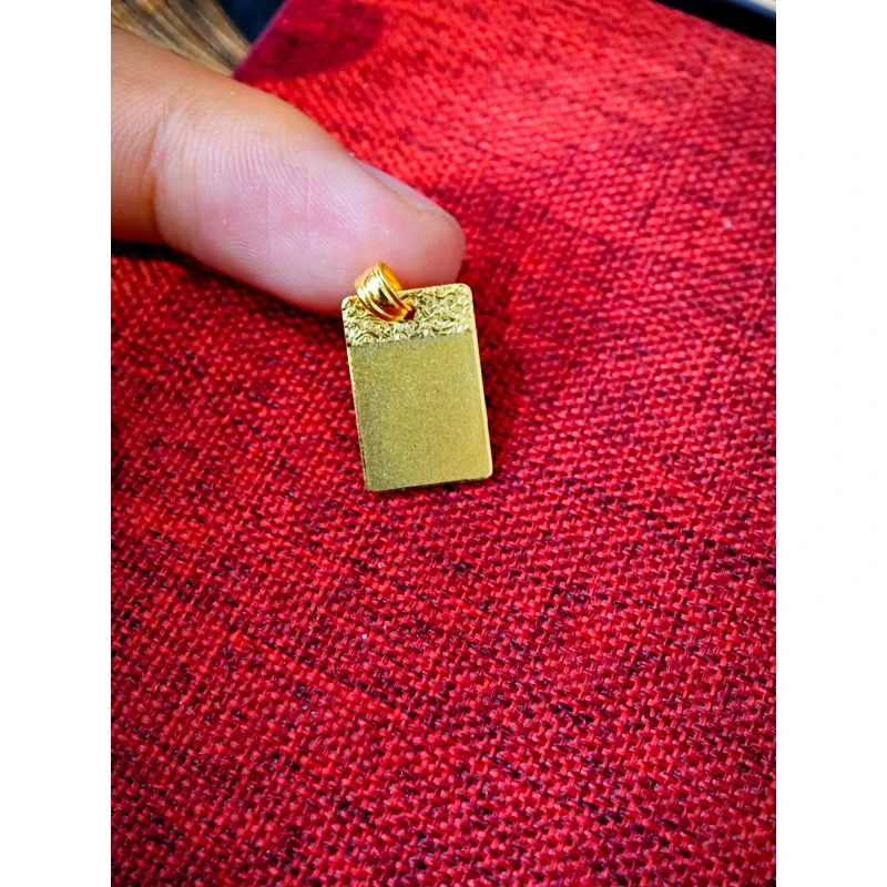 足金999纯黄金无事牌吊坠L