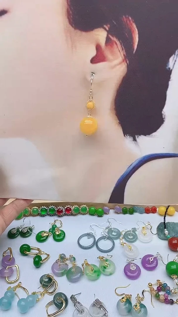 蜜蜡14K金镶嵌耳饰174蜜蜡