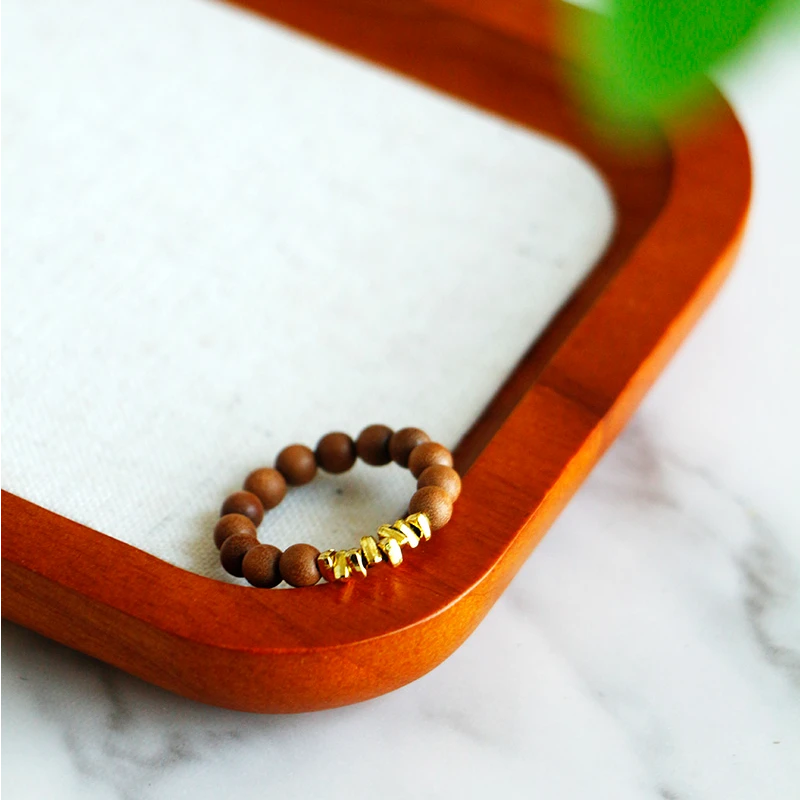 老山檀香碎银戒指4mm