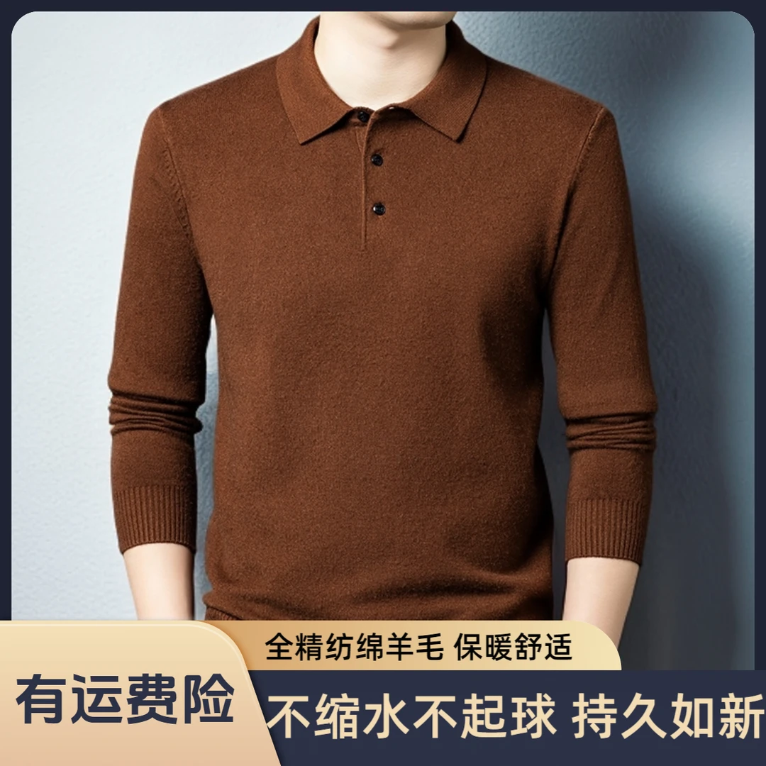 意大利轻奢正品可机洗POLO领男士秋冬款绵毛衣商务休闲男装羊毛衫