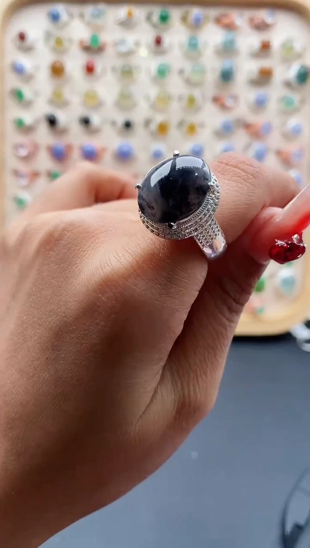 【闪购商品】翡翠戒指未镶嵌缅甸天然A货翡翠555 5+3