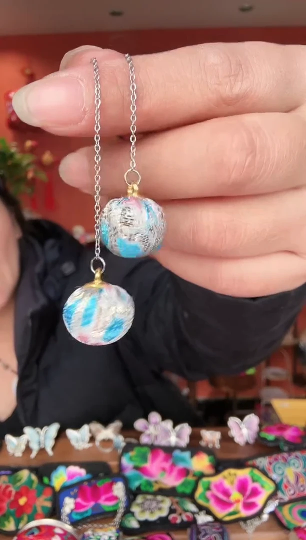 织绣手工苗绣刺绣饰品63耳线