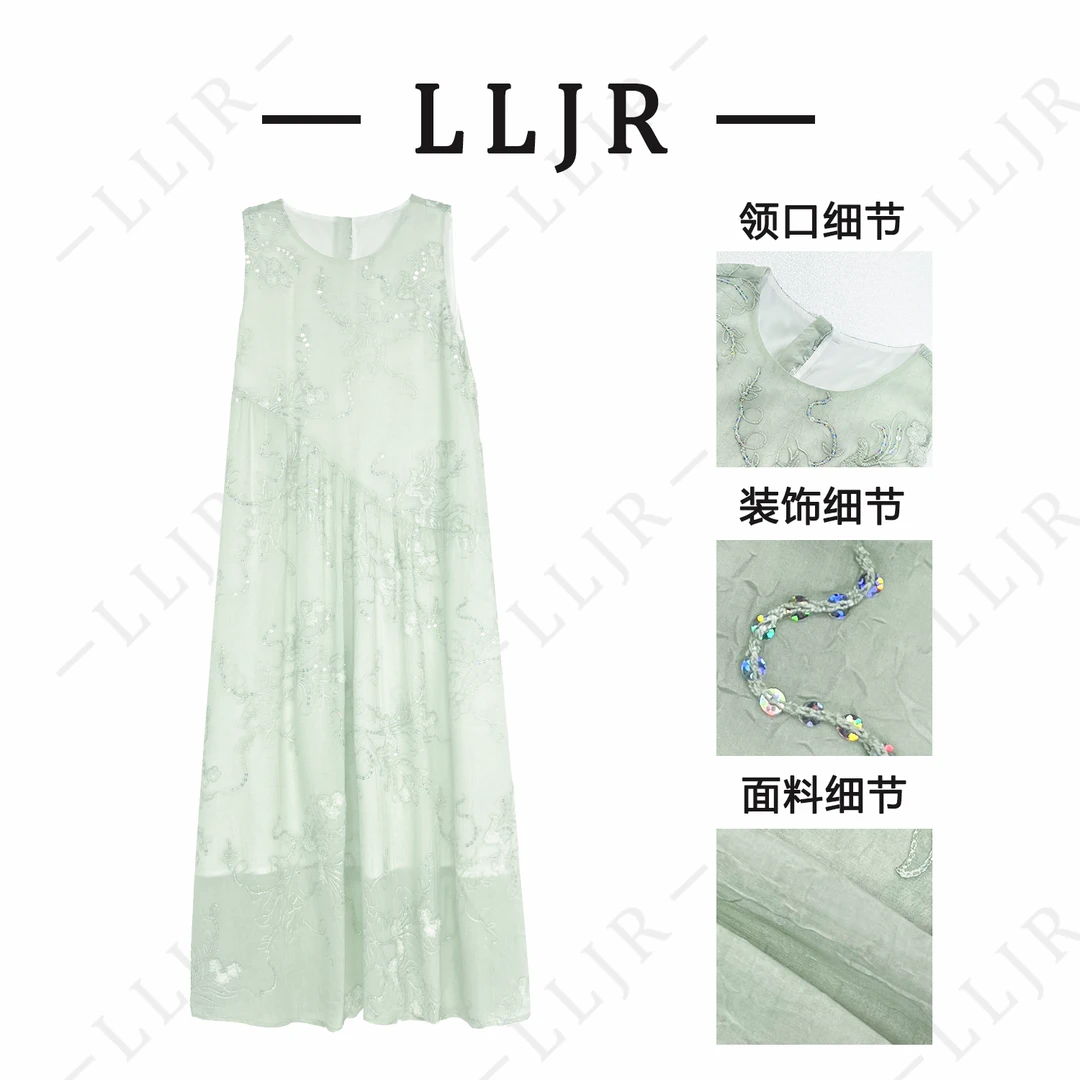 【蓉蓉】夏季新款无袖高级设计师款长款中式连衣裙251445