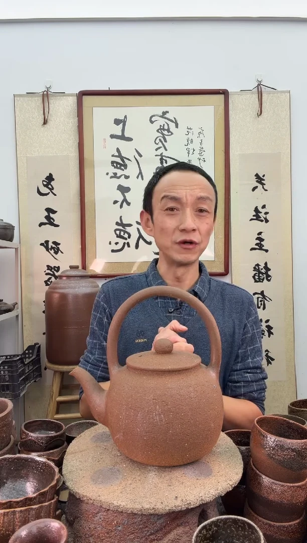 全手工红色一体把提梁壶非遗技艺1.2升