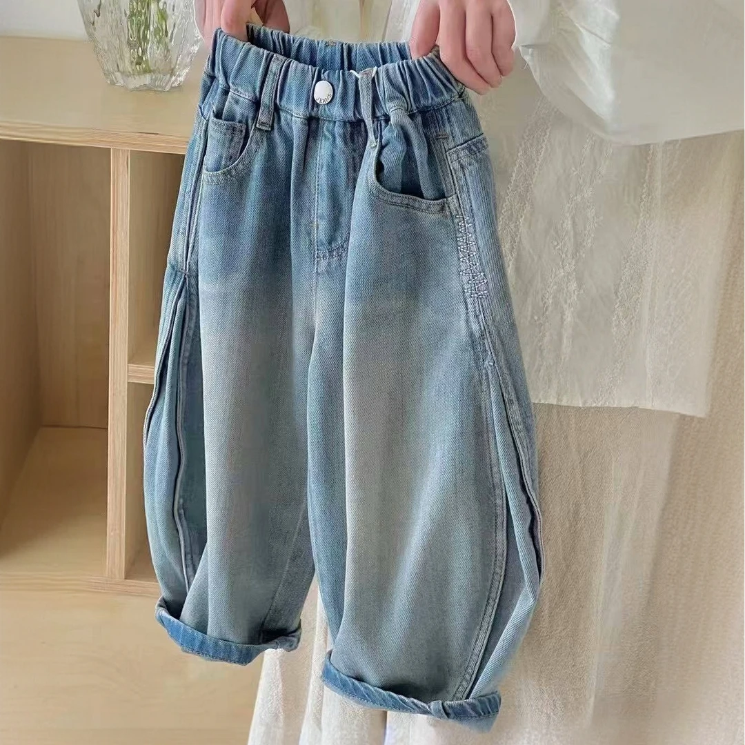 C25814春秋韩版休闲阔腿牛仔裤