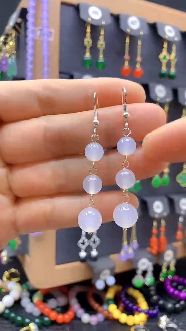 【闪购商品】玛瑙/玉髓耳坠银S925镶嵌耳饰