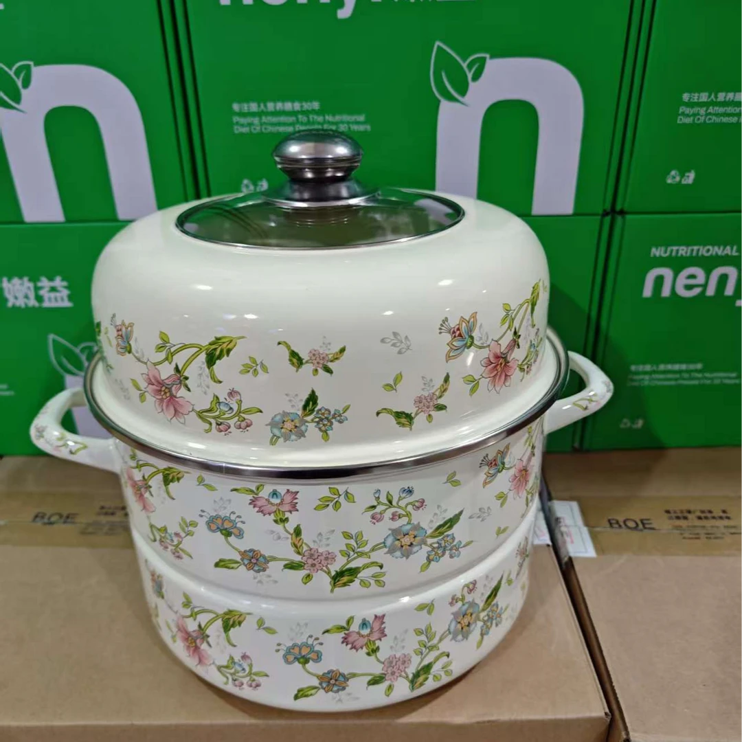 国风彩色双层蒸锅