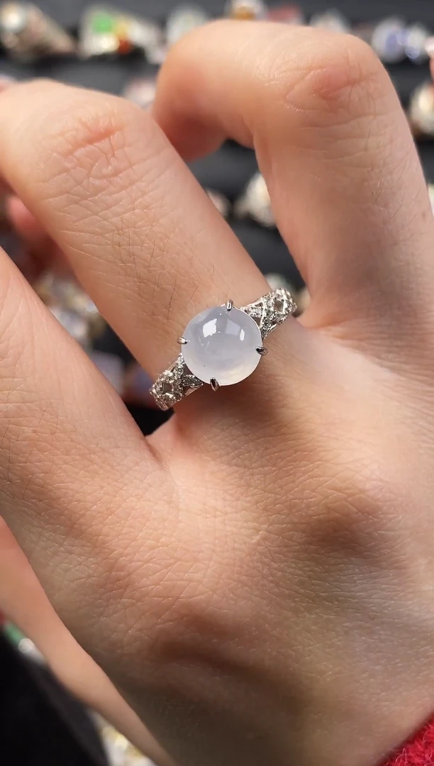 银S925镶嵌戒指翡翠天然A货翡翠50